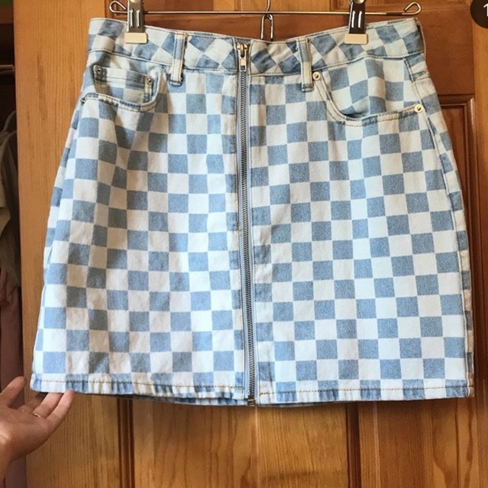 Checkered Denim Skirt!